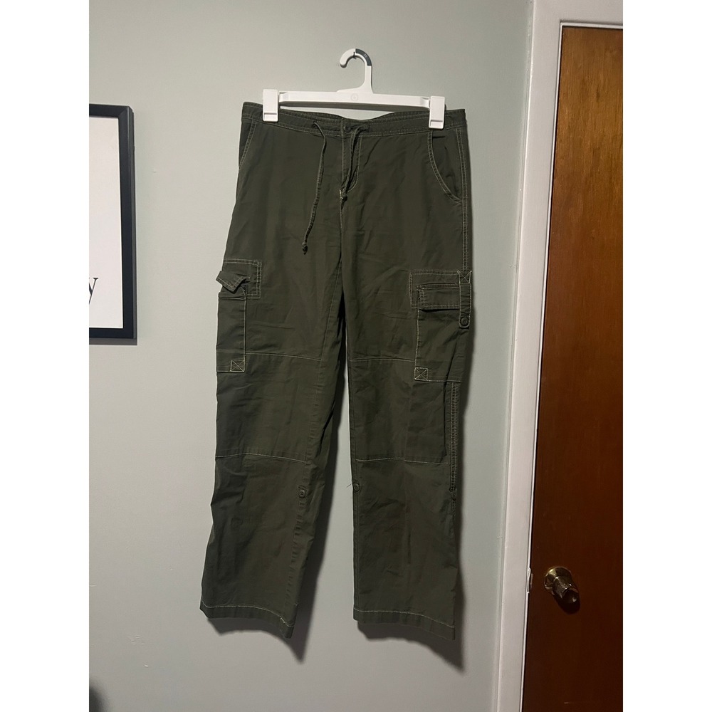 Prana Cargo Pants Y2K Olive Green Straight Leg Outdoor Hiking Women Size 10